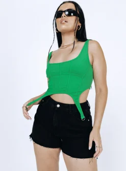 Princess Polly Mackenzie Top  Green Shop