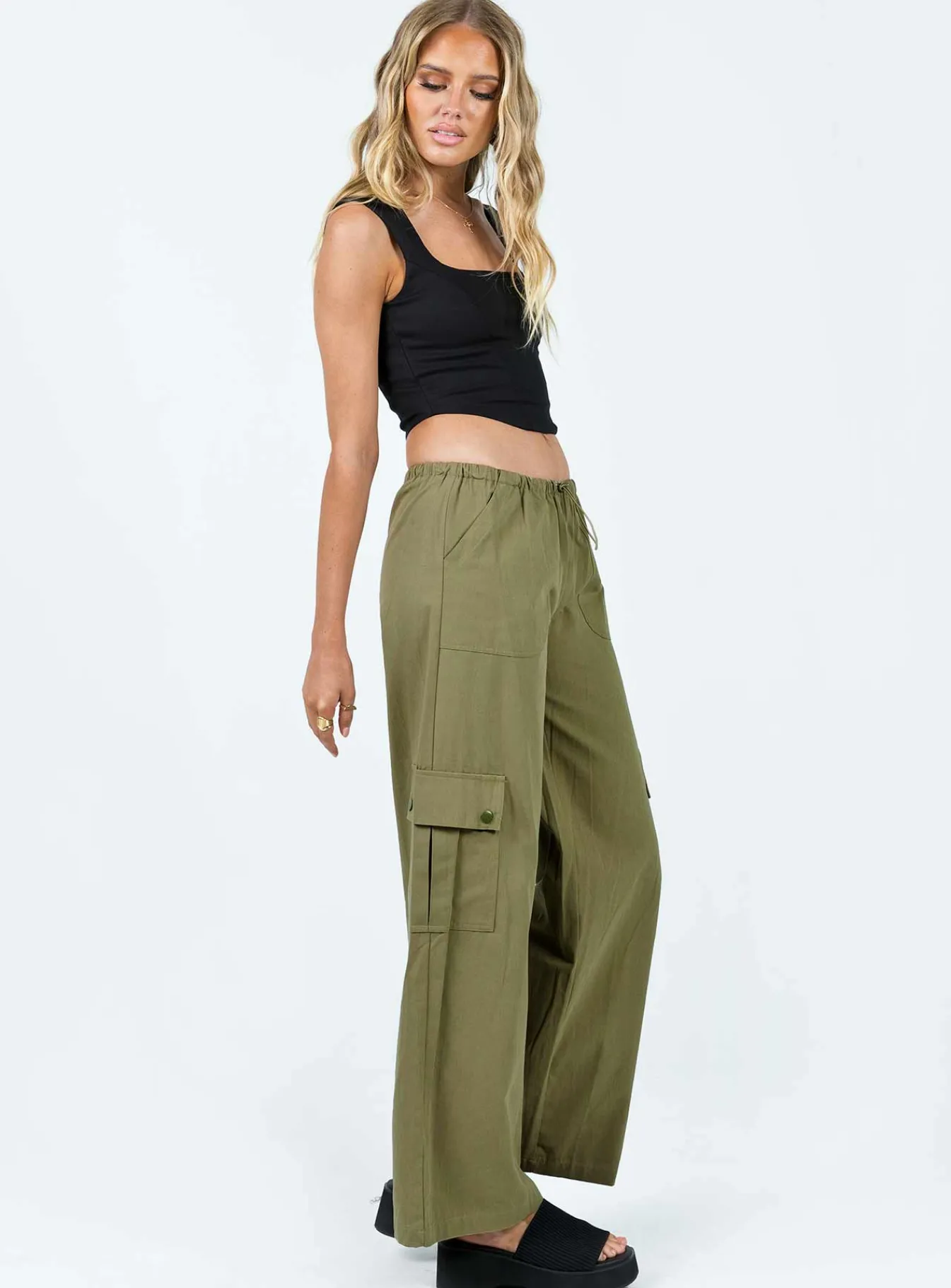 Princess Polly Mackey Cargo Utility Pants Khaki New