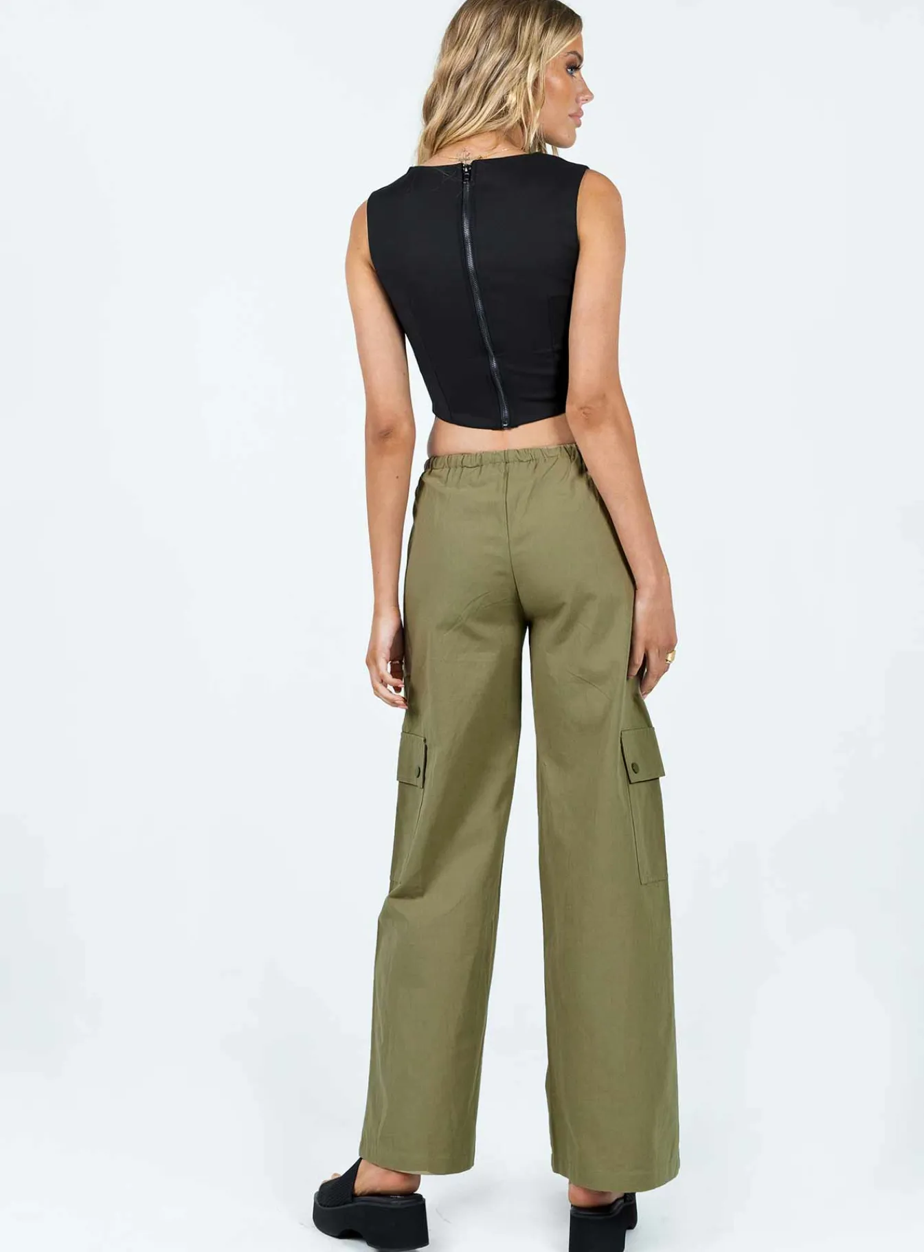 Princess Polly Mackey Cargo Utility Pants Khaki New