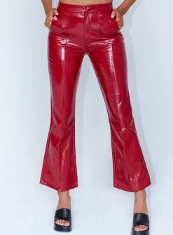 Princess Polly Madi Pu Pant  Red New