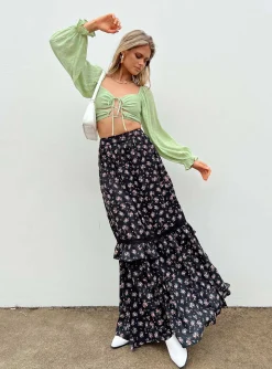 Princess Polly Madigan Long Sleeve Top  Green Outlet