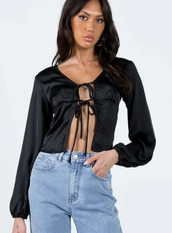 Princess Polly Madio Long Sleeve Top  Black Shop
