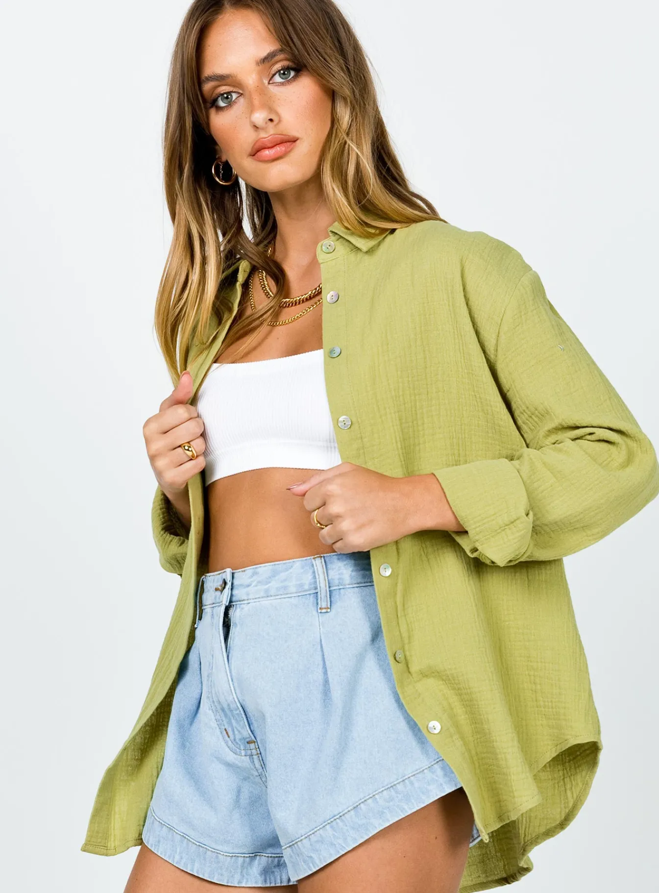 Princess Polly Mahalia Shirt Green Best