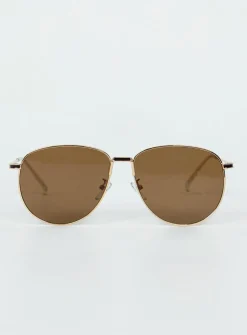 Princess Polly Mai Aviator Sunglasses  Gold Cheap