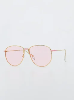 Princess Polly Mai Aviator Sunglasses Dark Pink Hot