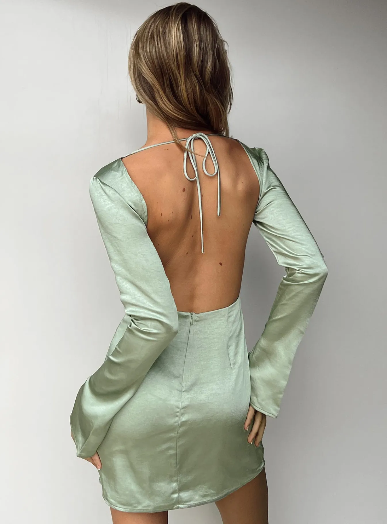 Princess Polly Maia Long Sleeve Mini Dress Green Cheap