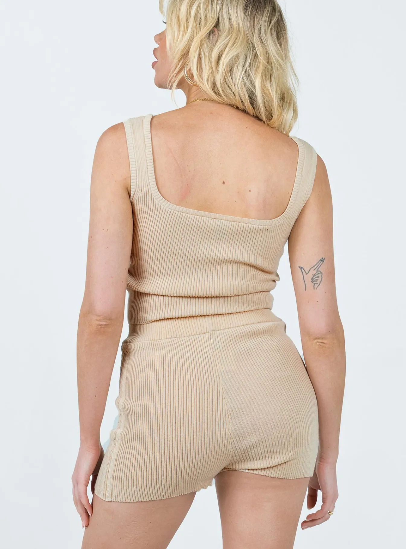 Princess Polly Maibelle Knit Shorts Beige Best