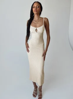 Princess Polly Maila Midi Dress  Beige Best