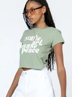 Princess Polly Make Art Tee Green Cheap