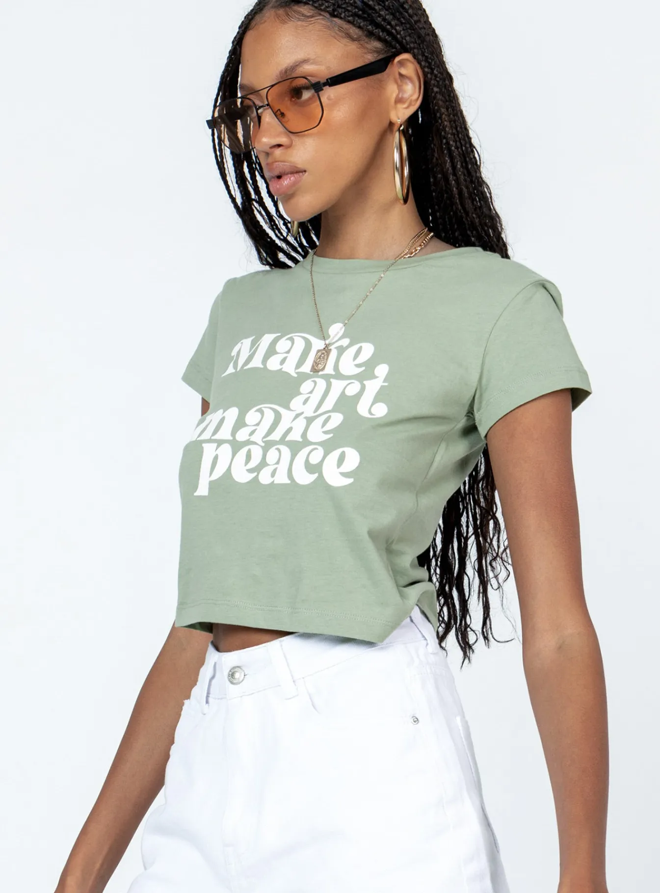 Princess Polly Make Art Tee Green Cheap