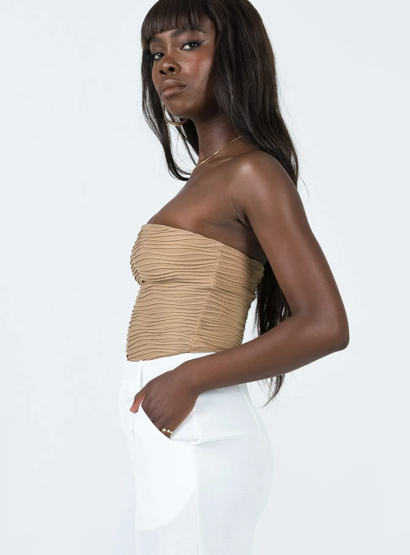 Princess Polly Makena Strapless Bodysuit Beige Outlet