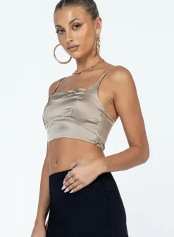 Princess Polly Makenzie Top  Beige Discount