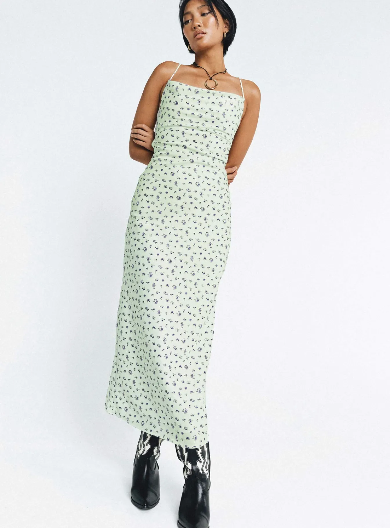 Princess Polly Malabar Maxi Dress Mint / Floral Sale