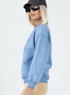 Princess Polly Malibu Athletics Sweatshirt  Blue Flash Sale