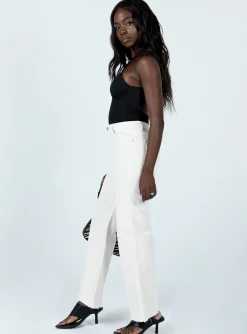 Princess Polly Mamaia Straight Leg Denim Jeans Cream Cheap