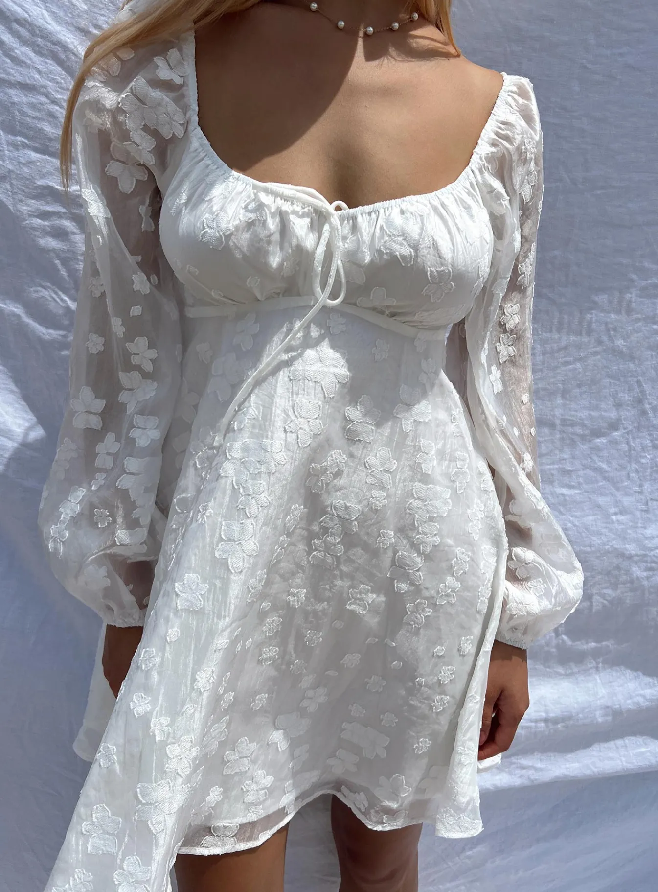 Princess Polly Marceau Long Sleeve Mini Dress White Cream Store