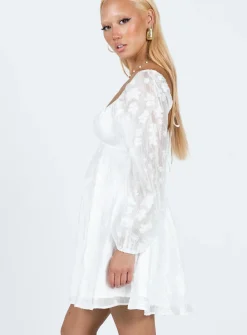 Princess Polly Marceau Long Sleeve Mini Dress White Cream Store