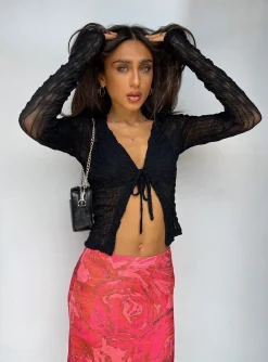 Princess Polly Marcos Long Sleeve Top Black Discount