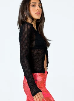 Princess Polly Marcos Long Sleeve Top Black Discount