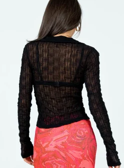 Princess Polly Marcos Long Sleeve Top Black Discount