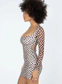 Princess Polly Marcus Mini Dress/ White Brown Fashion