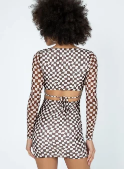 Princess Polly Marcus Mini Dress/ White Brown Fashion