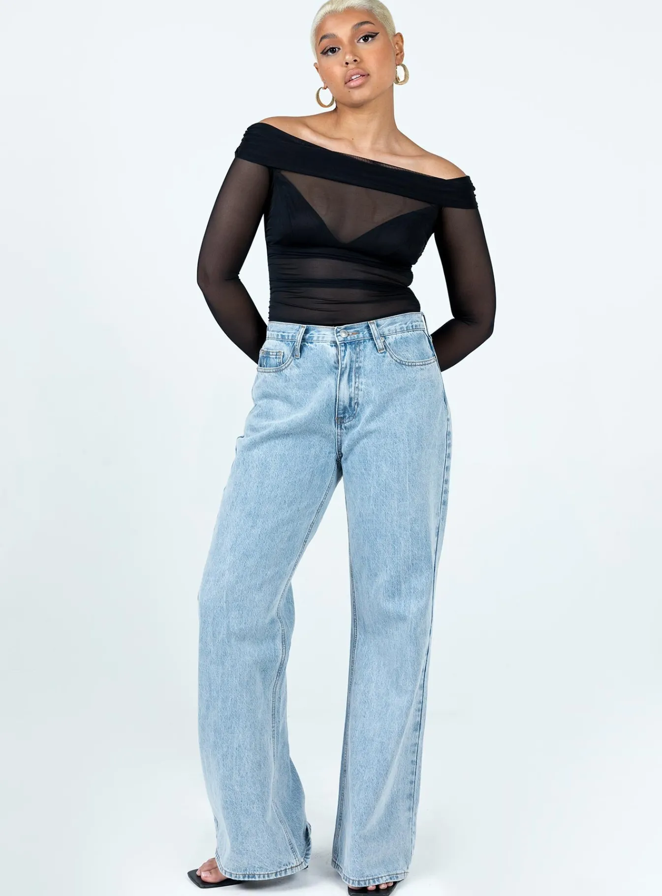 Princess Polly Marek Off Shoulder Bodysuit Black Clearance