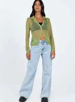 Princess Polly Mariam Shirt Green New