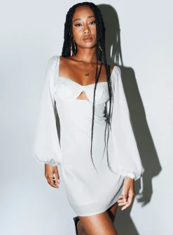 Princess Polly Marilee Long Sleeve Mini Dress  White Flash Sale