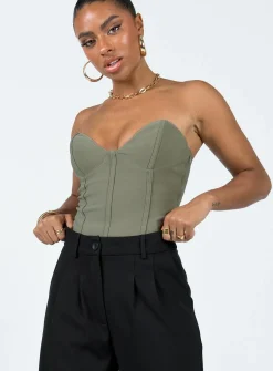 Princess Polly Marishka Bodysuit  Khaki Cheap