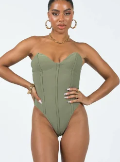 Princess Polly Marishka Bodysuit Khaki Cheap