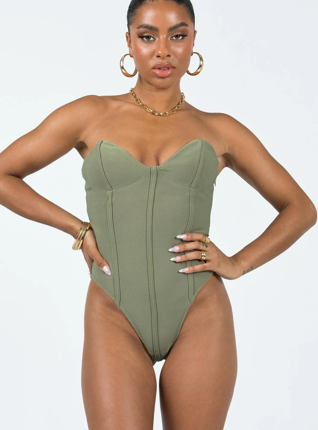 Princess Polly Marishka Bodysuit Khaki Cheap