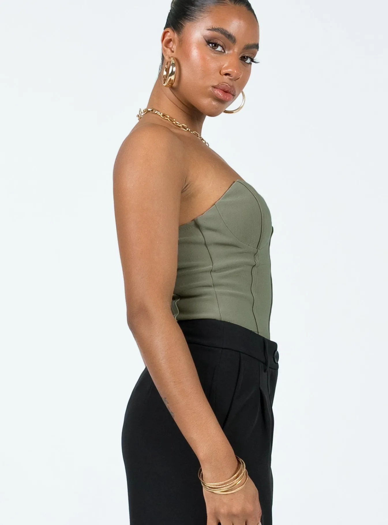 Princess Polly Marishka Bodysuit Khaki Cheap