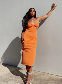 Princess Polly Marissa Midi Dress  Orange Cheap