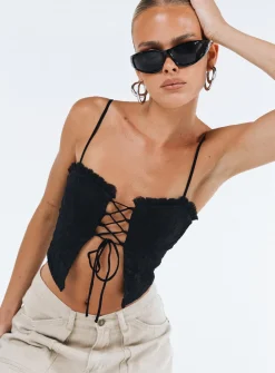Princess Polly Marloe Top  Black Hot