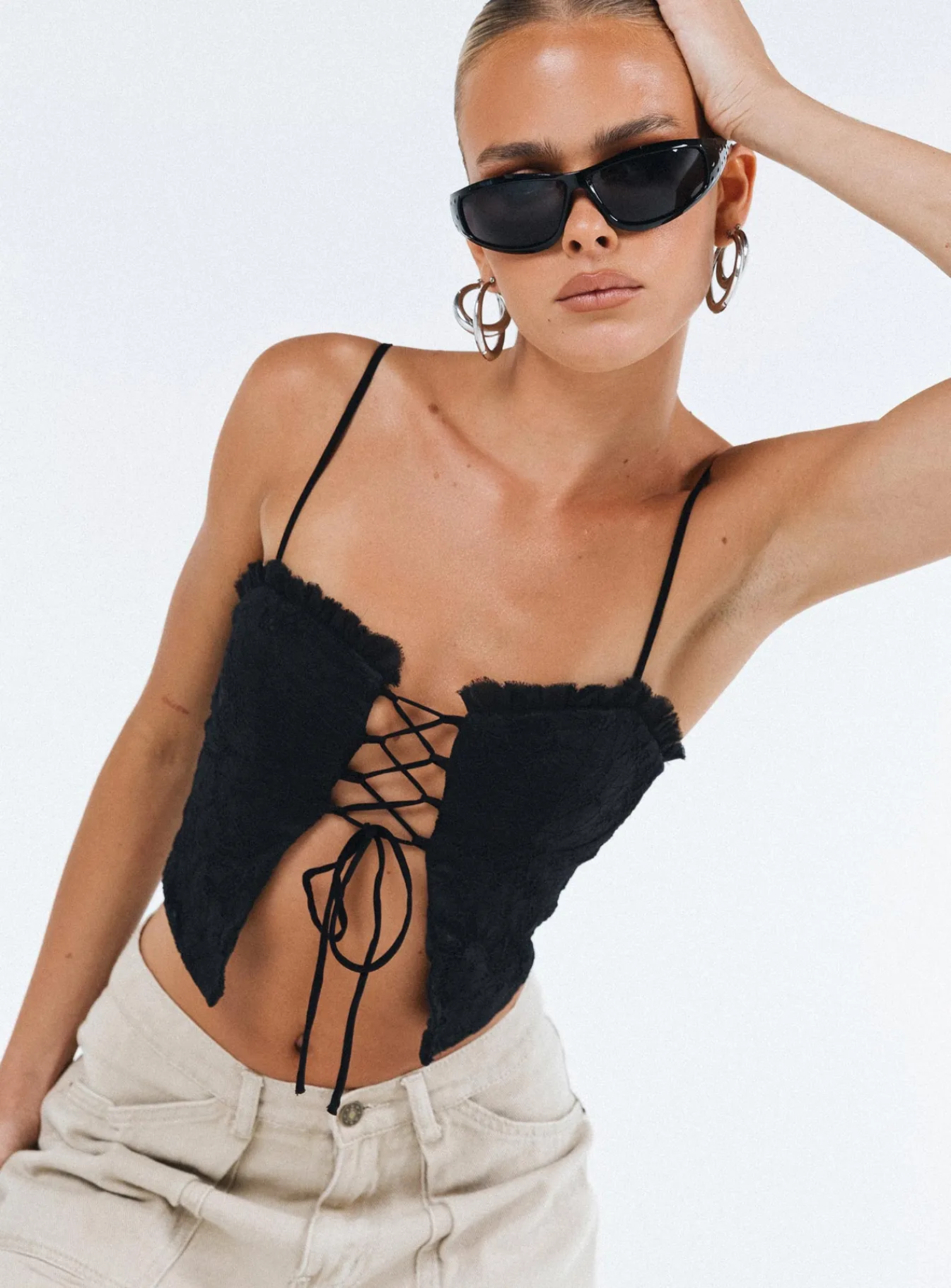 Princess Polly Marloe Top Black Hot