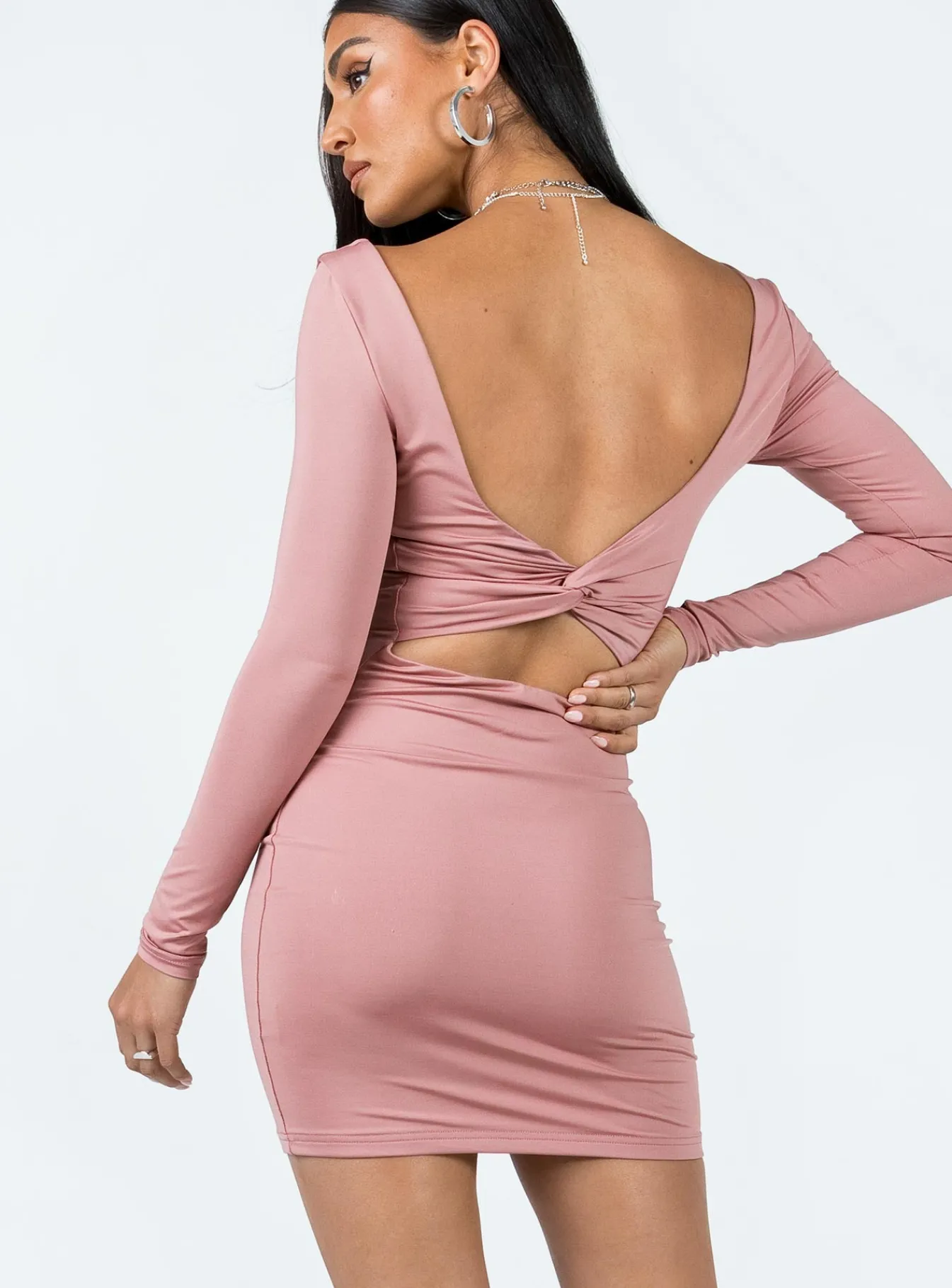 Princess Polly Maroy Long Sleeve Mini Dress Mauve Hot