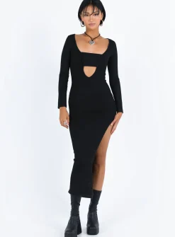 Princess Polly Marple Cut Out Maxi Dress  Black New