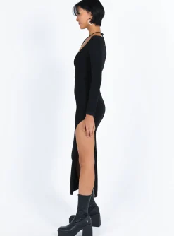 Princess Polly Marple Cut Out Maxi Dress  Black New