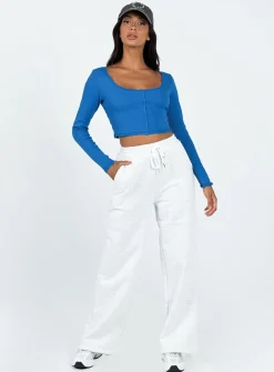 Princess Polly Martye Long Sleeve Top  Blue Discount