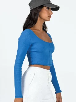 Princess Polly Martye Long Sleeve Top  Blue Discount