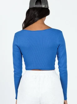 Princess Polly Martye Long Sleeve Top  Blue Discount