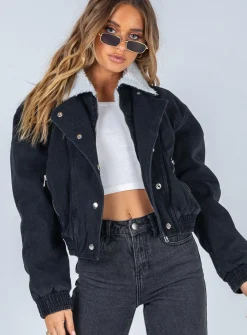Princess Polly Mary Ann Jacket  Black Hot