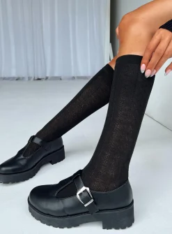Princess Polly Mary Jane Loafer Black Flash Sale