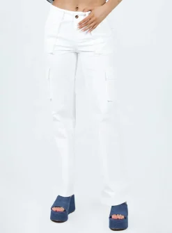 Princess Polly Mawson Bootleg Cargo Pant  Ivory Discount