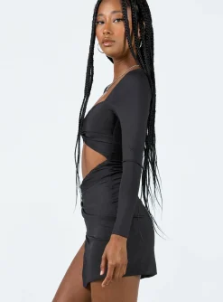 Princess Polly Maxam Long Sleeve Mini Dress Black Cheap