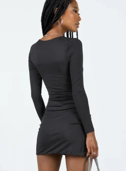 Princess Polly Maxam Long Sleeve Mini Dress Black Cheap