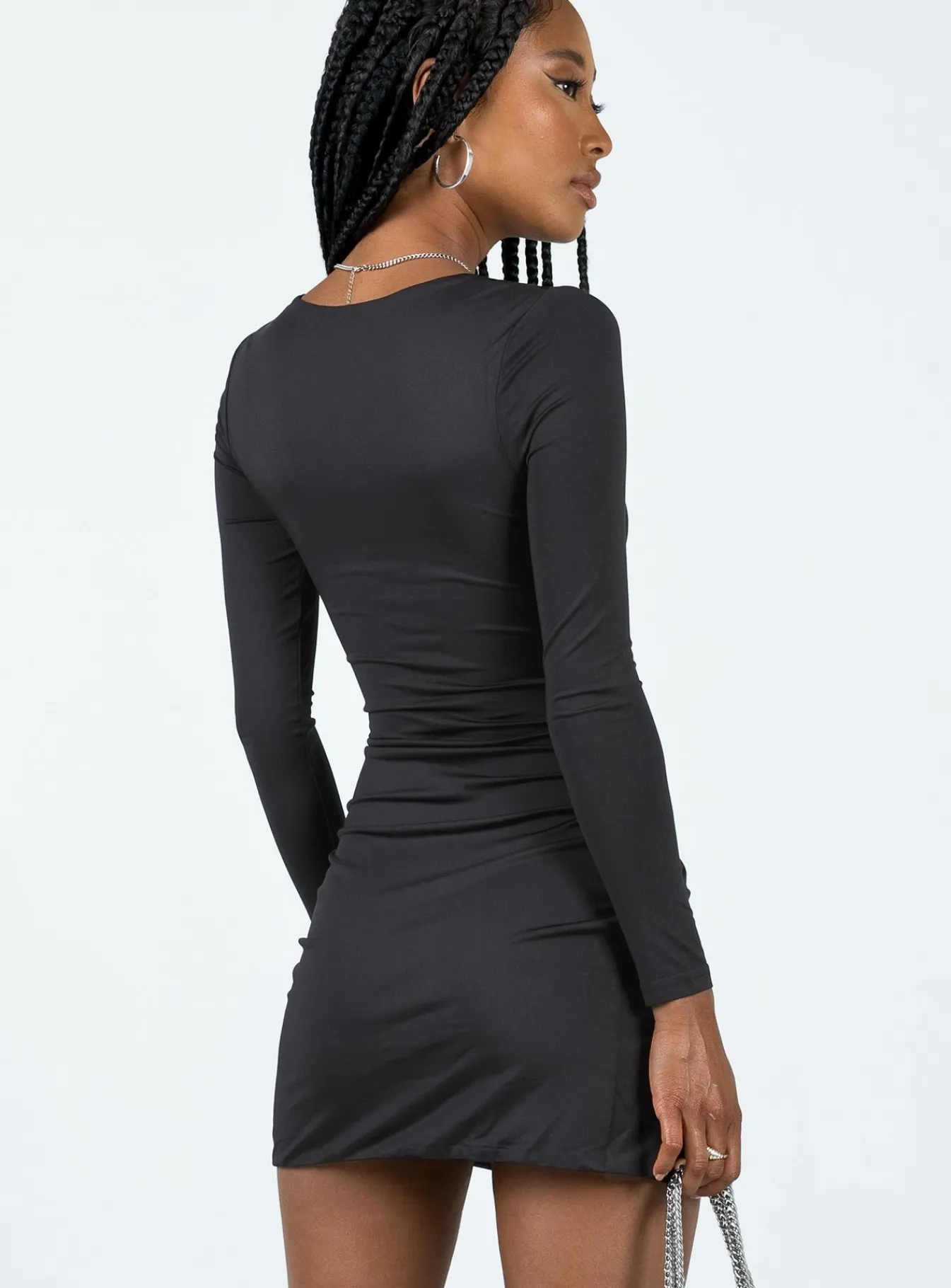 Princess Polly Maxam Long Sleeve Mini Dress Black Cheap