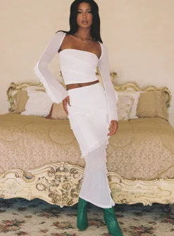 Princess Polly Maxton Ruffle Maxi Skirt  Ivory Sale
