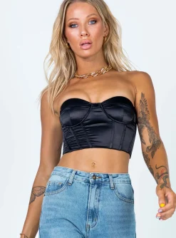 Princess Polly Maya Corset Top  Black Best Sale
